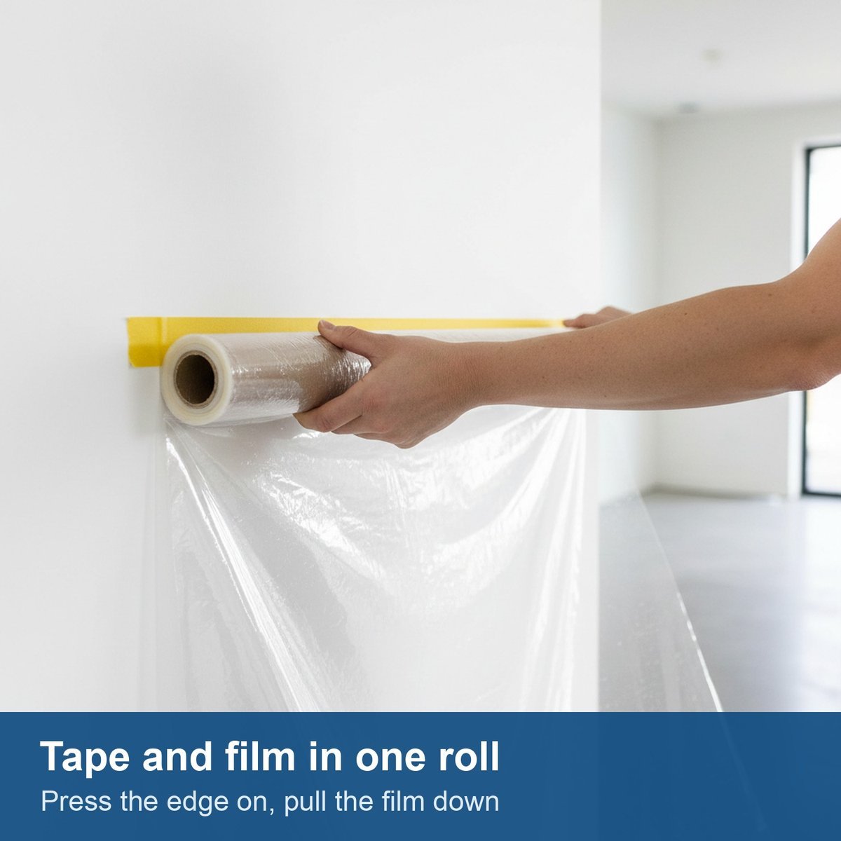 Pre-taped masking film, 4 rolls (3 m × 12 m), Clear, 3